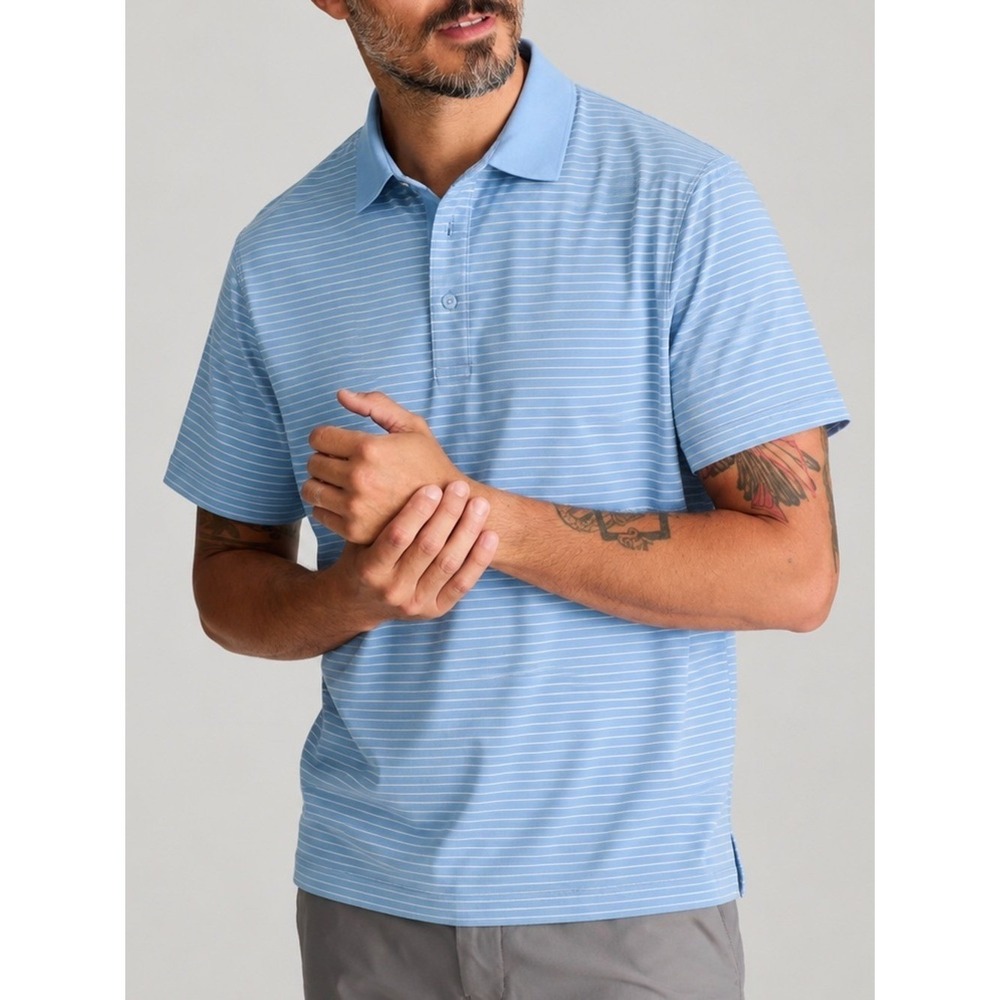 Peter Miillar Blue/White Striped Summer Comfort Polo